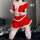Sexy bunny girl christmas outfit - red fleece set with white trim and bow ties, perfect for holiday parties and new years eve...