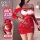 Sexy christmas bodysuit - fluffy velvet mesh outfit with bow detail, sheer holiday costume for new years eve