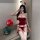 Sexy christmas bunny costume for women - seductive holiday lingerie set, no-remove role play outfit featuring festive red and...