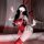 Sexy christmas bunny costume for women - hot catwoman bodysuit outfit, naughty holiday cosplay lingerie set featuring red bun...