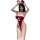 Sexy christmas bunny girl costume - red bunny bunny ears with white trim, holiday-themed lingerie set for women.