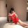 Sexy christmas lingerie set - red fuzzy bodycon mesh dress for couples play & holiday romance