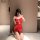 Sexy christmas lingerie set - red fuzzy bodycon mesh dress for couples play & holiday romance