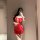 Sexy christmas lingerie set - red fuzzy bodycon mesh dress for couples play & holiday romance