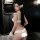 Sexy lace bodysuit for women featuring sheer mesh design, open-crotch style, and playful maid costume elements with delicate ...