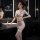 Sexy lace crop top and skirt set, open-crotch design, matching two-piece sleepwear for women.