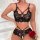 Sexy lace lingerie set featuring sheer transparent design with intricate floral patterns, delicate straps, and cut-out detail...