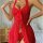 Sexy lace mesh nightgown set featuring halter neck design and side slit, perfect for women seeking elegant and sexy lingerie.
