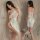 Sexy lace sleep dress with high slit, elegant design, perfect for women seeking luxurious nightwear. ideal for seductive bedr...