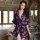 Sexy lace-trimmed chiffon robe with pink lips pattern, sheer kimono nightwear set for women.