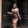 Sexy lace high-waist ming dynasty dance costume featuring sheer qipao uniform with open-crotch design, perfect for elegant pe...