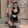 Sexy lingerie set: japanese lolita maid dress with backless strappy top & skirt, featuring black and white maid outfit with r...