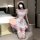 Sexy maid costume lingerie - cosplay lolita uniform with pink ribbon apron and stockings, perfect for sleepwear or bedroom ou...