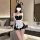 Sexy maid costume for women featuring a cute bunny girl outfit with low-cut design, no-remove play suit, perfect for cosplay.