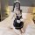 Sexy maid costume for women featuring cute small-bust design, removable pure temptation sleepwear with ruffled details and bo...