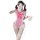 Sexy maid costume for women featuring a cute pink apron, headband, and stockings set.