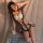 Sexy maid costume for women featuring lace role play outfit with open-crotch design, elegant and flirty uniform set.