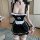 Sexy maid costume for women featuring a black and white apron design, perfect for seductive sleepwear with an elegant headban...