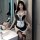 Sexy maid costume for women featuring a black and white apron design with lace details, perfect for role play and seductive l...