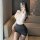 Woman in sheer lace top and black mini skirt, part of the sexy secretary ol roleplay costume set – stylish no-remove lingerie...