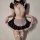 Sexy semi-sheer cosplay maid outfit featuring a cute lacy chemise with ruffled apron, perfect for adding a sweet and sultry t...