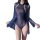 Sexy sheer lace bodysuit with hook-and-eye backless thong design, featuring elegant floral embroidery and flowing capelet, pe...