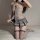 Sexy student jk uniform set featuring sheer mesh bodysuit and stockings, perfect for alluring womens lingerie outfits.