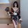 Seductive shōwa geisha robe lingerie with deep v-cut design, kimono-inspired nightgown for sensual sleepwear and cosplay.