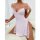A woman models a high-slit pink satin sleep dress with lace detailing, paired with a matching cami top, perfect for casual ho...