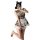 A person wearing a plaid maid costume dress with lace details, bunny ears, and a playful pose, perfect for cosplay or date ni...