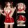 Sexy red and white christmas-themed sleep dress with bows, perfect for new year eve role play outfits.