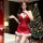 Sexy red velvet christmas lingerie set for women, featuring a festive design with reindeer antlers and holiday decorations.