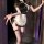 Vintage chinese-inspired sexy sleepwear set featuring a tight-fitting cheongsam nightgown with lace details and high slits, p...