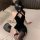 Vintage chinese-style lingerie dress with sexy side-slit design, elegant velvet fit for womens nightwear, perfect for eleganc...