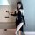 Vintage chinese-style lingerie set - high-slit cheongsam sleepwear with deep v & peekaboo bust, retro -inspired erotic