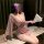 Elegant wei qing purple sensual hanfu lingerie - a seductive robe with wide sleeves, perfect for intimate moments.