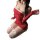 Sexy red midnight hot strapless bodysuit costume with lace stockings, perfect for passionate nights.