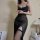 Womens sexy lace sheer nightgown - transparent mesh sleep dress with adjustable straps, ultra-feminine lingerie set
