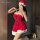 Sexy xianyi christmas bunny girl costume set - red corseted dress with santa hat for new year performance & party