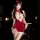 Sexy xintao new year lingerie dress featuring sheer velvet, high slit, and deer motif, perfect for date night or sleep.