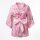 Pink floral kimono-style sleepwear with satin bow, featuring cherry blossoms and birds—seductive lingerie for small bust.