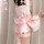 A woman wears a pink yasu sexy deep-v anime kimono lingerie set, featuring floral patterns and a bow tie, perfect for japanes...