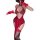 Sexy red halter nightgown ensemble with lace details and gloves, perfect for sensual elegance.