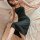 Elegant black halter nightgown with lace details, featuring backless design, cutout, and ties, perfect for club costumes.