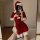 Sexy ziqu red christmas lingerie set featuring mesh bodysuit and matching sleepwear, perfect for holiday performances and new...