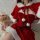 Ziqu red christmas lingerie set featuring a festive mesh bodysuit with white fur trim and matching sleepwear, perfect for hol...