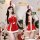 Ziqu red new year lingerie set - sexy velvet bunny girl sleep dress & matching bra-panty outfit for christmas & nye