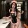 Sexy maid costume for women featuring adjustable ties and lace, perfect for roleplay outfits.