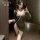 Feimu miji chinese zen-inspired deep v cheongsam sleepwear - sexy no-remove slip dress zy165, elegant green design with lace ...